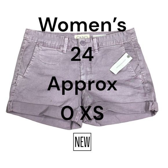 Women's Anthropologie 24 0 XS Shorts Chino Khakis Rolled Hem Dye Lilac Stretch - Picture 2 of 10